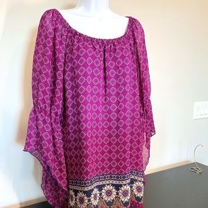 Flowing lined Blouse in Purple, X-large
